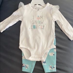 9m baby outfit “I am snow lovely” euc